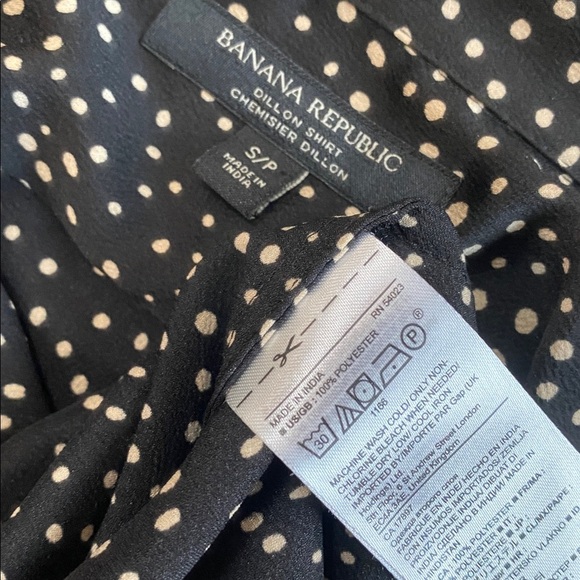 Banana Republic Dillon Polka-Dot Tie Sleeve Black Blouse Size Small/Medium - Picture 13 of 14